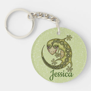 Green Lizard Key Ring