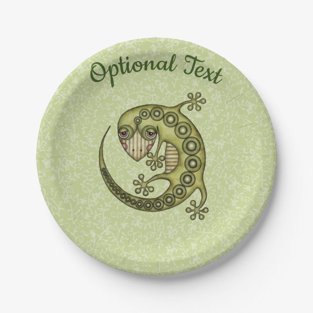 Green Lizard Paper Plate (Front)