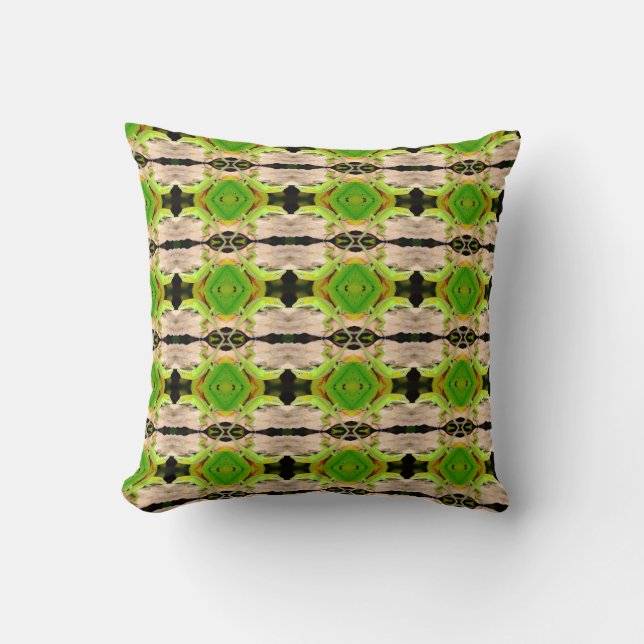 green lizard pattern abstract plain black cushion (Front)
