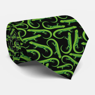 Green Lizard Pattern Tie