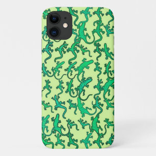 Green lizards on a lime green background Case-Mate iPhone case