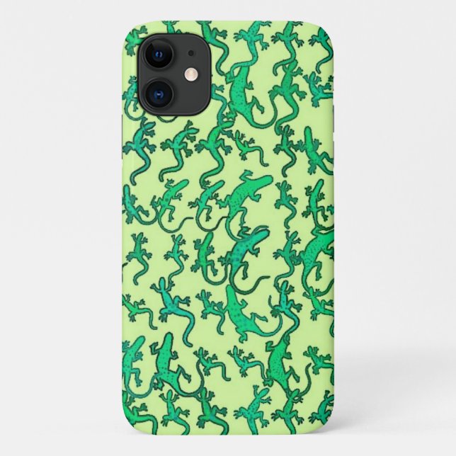 Green lizards on a lime green background Case-Mate iPhone case (Back)