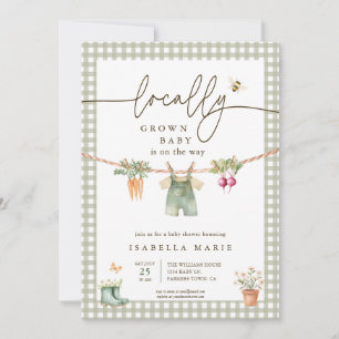 Green Locally Grown Farmers Market Baby Shower Invitation