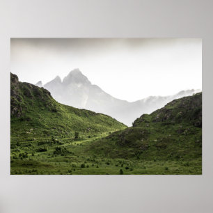 Green Lofoten Landscape Poster