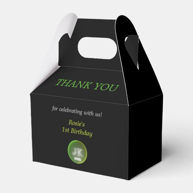 Green Logo Birthday Party Favour Box (Front Side)