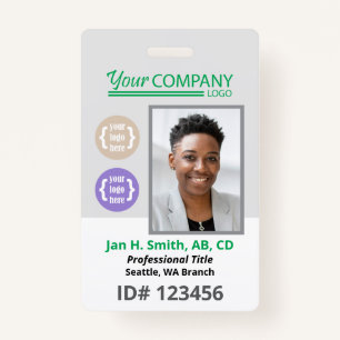 Green Logo Photo ID Employee Entry Key Card ID Badge