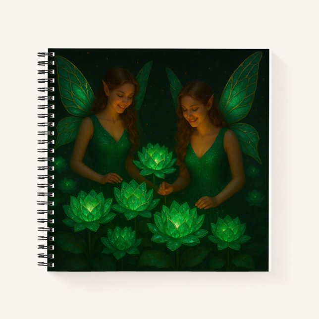 Green Lotus Fairies Hardcover Art Journal (Front)