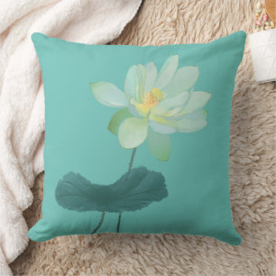 Green Lotus Flower Asian Inspired Cushion