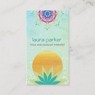 Green Lotus Flower Logo Yoga Healing Health Business Card
