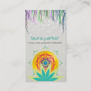 Green Lotus Flower Mandala Logo Yoga Healing Business Card