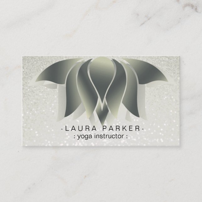 Green Lotus Flower Yoga Healing Meditation Business Card (Front)