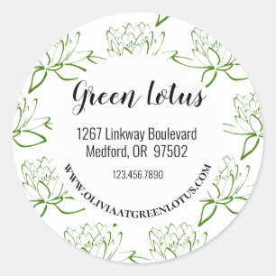 Green Lotus Modern DIY Business Address Sticker
