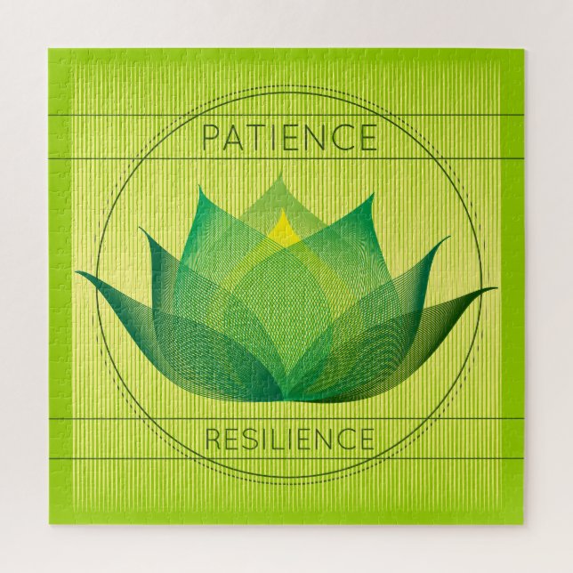 Green Lotus Patience and Resilience Symbol Floral Jigsaw Puzzle (Vertical)