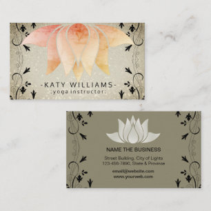 Green Lotus Yoga Meditation Holistic Retro Business Card