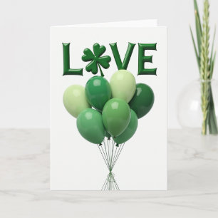 Green Love Balloons Card