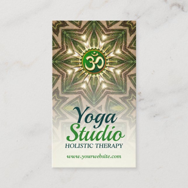 Green Love Energy Meditation Mandala Yoga Business Card (Front)