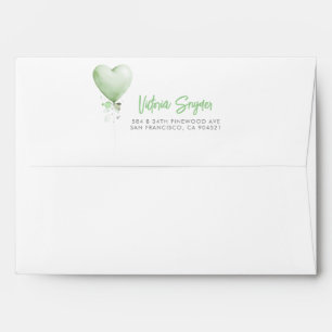 Green Love Heart Balloon Garland Baby Shower Envelope