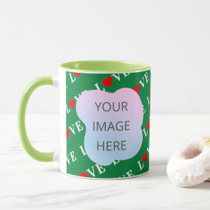 Green LOVE Heart Retro Elegant Mug