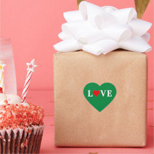 Green Love Heart Retro Elegant Sticker