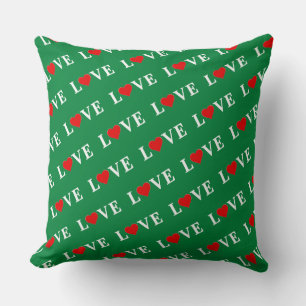 Green LOVE Heart Retro Timeless Elegant Cushion