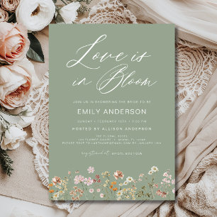 Green Love is in Bloom Wildflower Bridal Shower Invitation