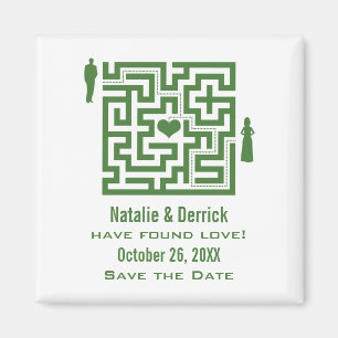 Green Love Maze Save the Date Magnet