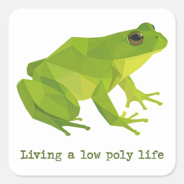 Green Low Poly Life Frog Square Sticker (Front)