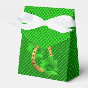 green,luck gift, horseshoe, shamrock, green, gold favour box