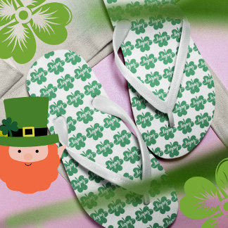 Green Lucky Clover St. Patrick Day Jandals