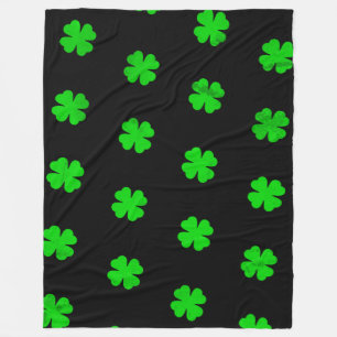Green Lucky Clovers Fleece Blanket