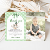 Green Lucky Duck Boy Birthday Photo Thank You Card