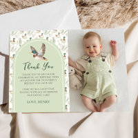 Green Lucky Duck Boy Birthday Photo Thank You Card