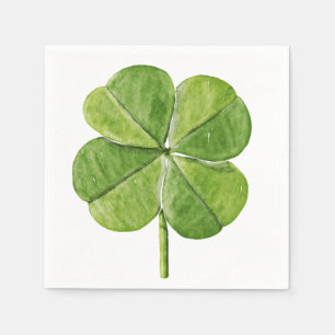 Green lucky Four-leaf clover Shamrock hand painted Napkin