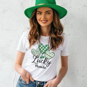 Green Lucky Hearts Personalised St. Patrick's T-Shirt