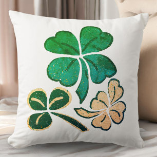 Green Lucky Shamrock Clover Happy St. Patrick`s Cushion