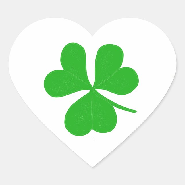 Green lucky Shamrock  Heart Sticker (Front)