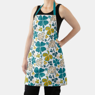 Green Lucky Shamrocks Clover St. Patrick`s Day Apr Apron