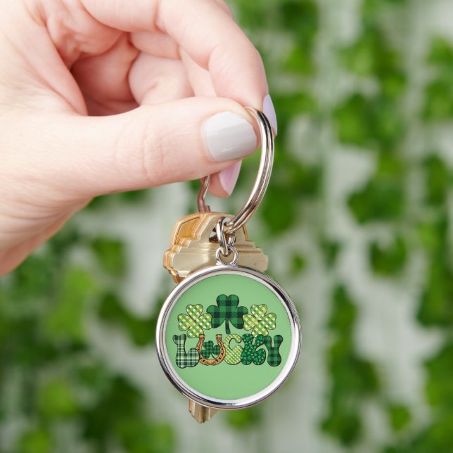 Green Lucky St Patricks Day Key Ring (Hand)