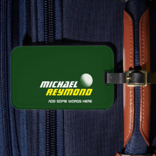 green luggagetag with golfer name  luggage tag