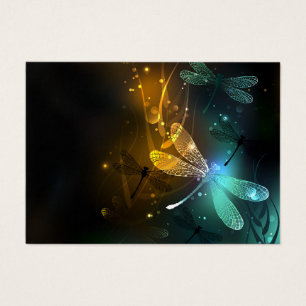 Green luminous dragonfly flight