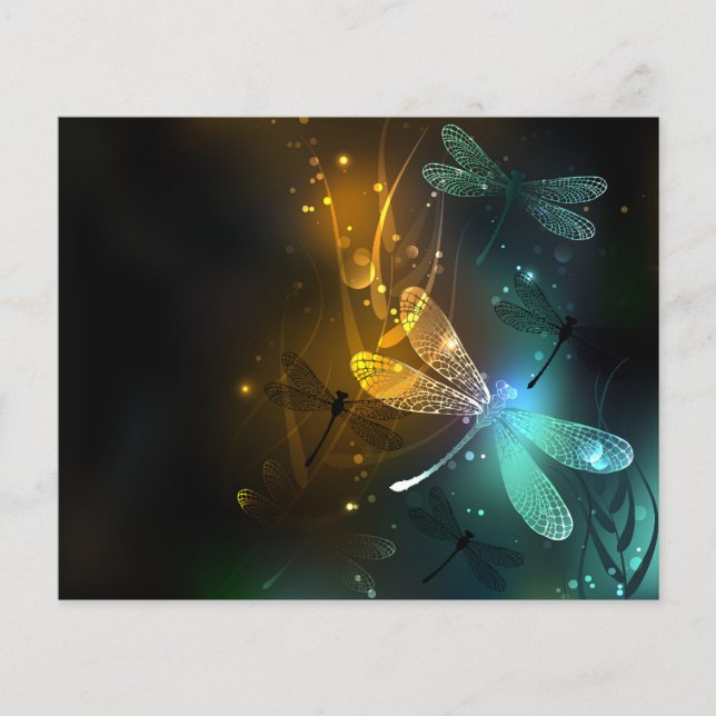 Green luminous dragonfly flight (Front)