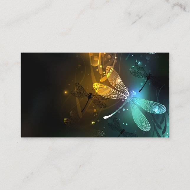 Green luminous dragonfly flight advice card (Front)