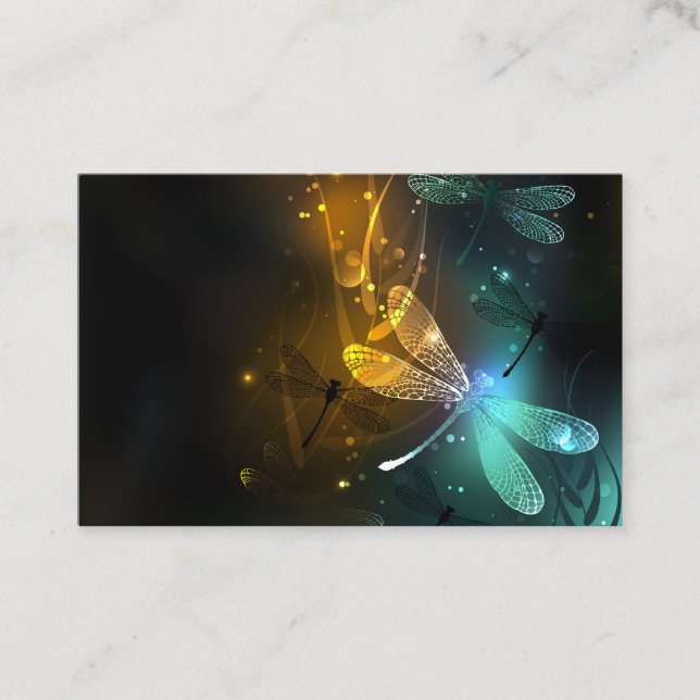 Green luminous dragonfly flight appointment card (Front)