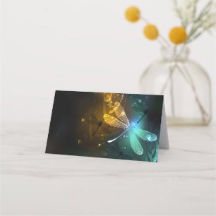 Green luminous dragonfly flight appointment card