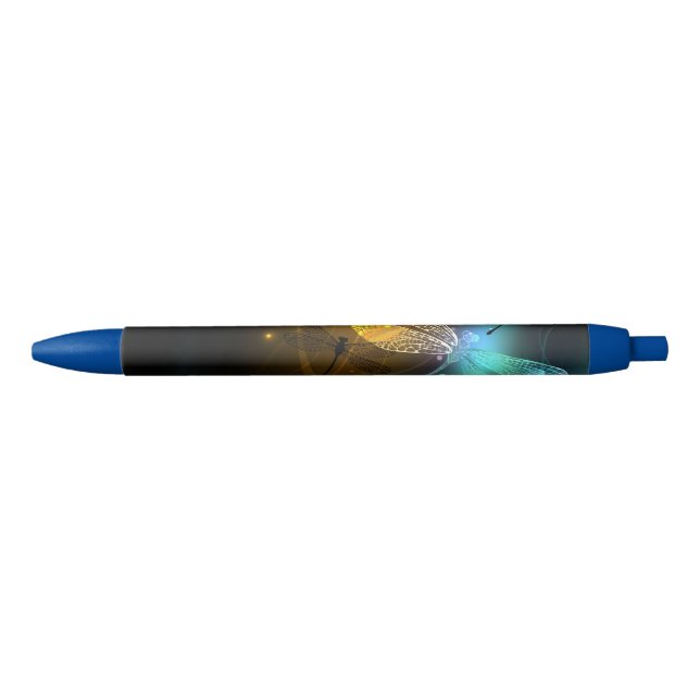 Green luminous dragonfly flight black ink pen (Front)