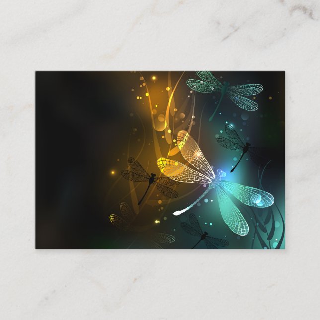 Green luminous dragonfly flight calling card (Front)