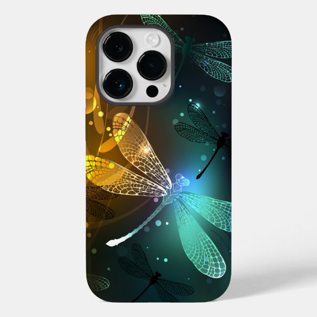 Green luminous dragonfly flight Case-Mate iPhone case (Back)