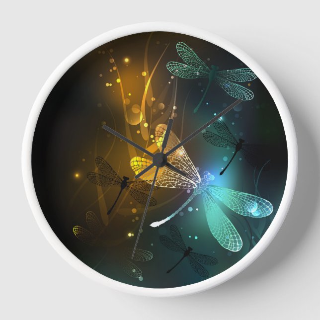 Green luminous dragonfly flight clock (Front)