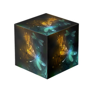 Green luminous dragonfly flight cube