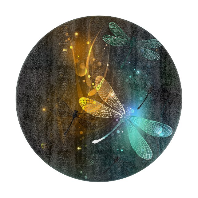 Green luminous dragonfly flight cutting board (Front)